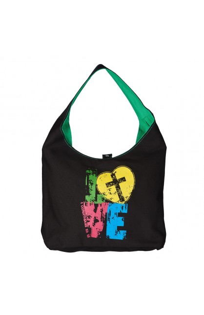 TOT012 - Tote Love Black/Green Canvas - - 1 