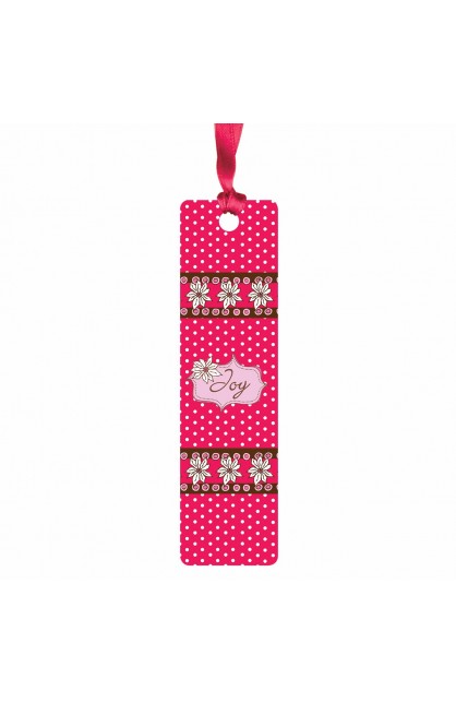 TBM077 - "Joy" (Pink) Sarah J Bookmark w/ Ribbon - - 1 