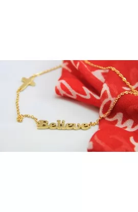 SC0061 - BELIEVE NECKLACE GOLD PLATED - - 1 