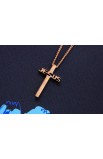 SC0074 - JESUS CROSS NECKLACE GOLD ROSE PLATED - - 1 