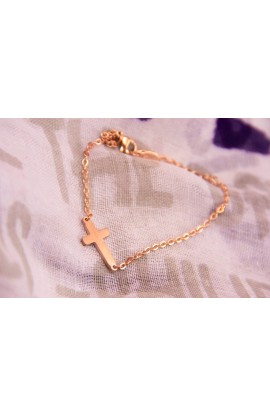 SC0068 - SMALL CROSS BRACELET GOLD ROSE PLATED - - 1 