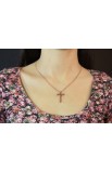 SC0074 - JESUS CROSS NECKLACE GOLD ROSE PLATED - - 3 