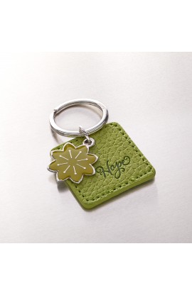"Hope" Faux Leather Keyringwith Flower Charm