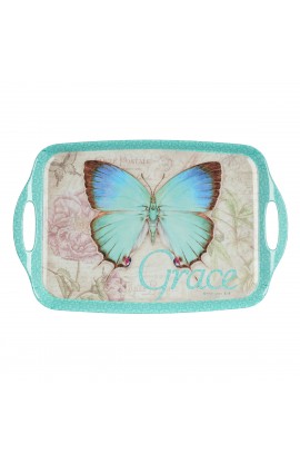 TRA003 - Botanic Butterfly Blessings Melamine Handled Serving Tray - - 1 