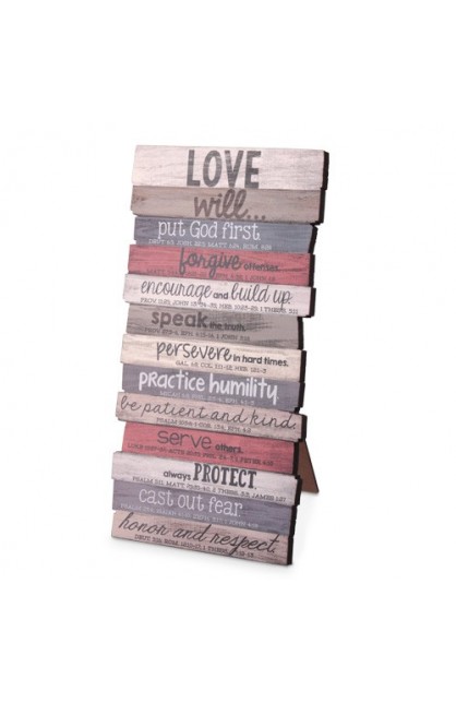 LCP45028 - Plaque Wall Desktop MDF Stacked Wood Love 5 x 10 - - 1 