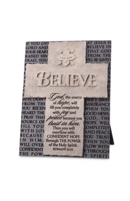 LCP11416 - Cross/Plaque Cast Stone Statements of Faith Believe - - 1 