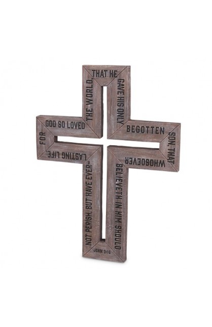 LCP11219 - Cross Cast Stone Barn Wood Large - - 1 