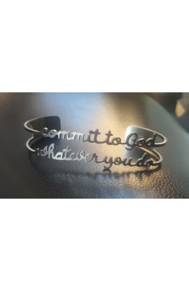 SC0082 - COMMIT TO GOD SILVER BANGLE - - 1 