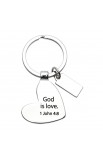 KME004 - Heart Keyring with "Love" Charm - - 2 