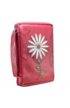 BBM418 - Flower Applique "Joy" Leather Look Bible Cover (Medium) - - 4 