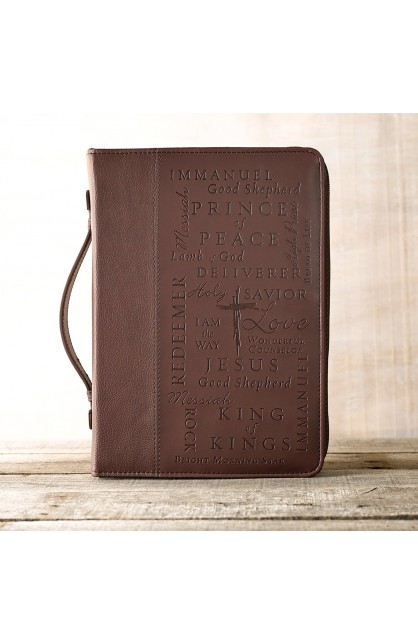 BBM250 - "Names of Jesus" Two Tone Bible Cover in Burgundy (Medium) - - 1 