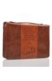 BBM483 - Two Tone LuxLeather Bible Cover in Brown & Tan Featuring John 3:16 (Medium) - - 4 