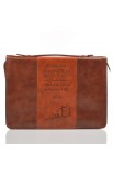 BBM483 - Two Tone LuxLeather Bible Cover in Brown & Tan Featuring John 3:16 (Medium) - - 5 